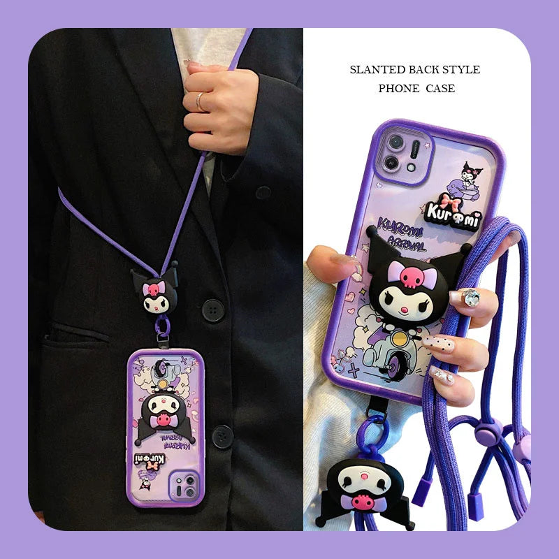 Crossbody 3D Cartoon Hello Kitty Kuromi Phone Case For iPhone 6 6S 7 8 Plus X Xs Max 11 Pro Max Lotso Bear Toy Strap Cover