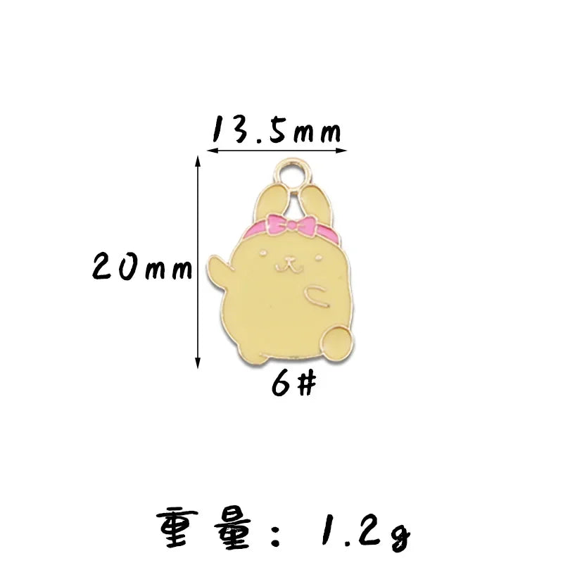 10PCS Accessories Korean Cartoon Kawaii Hello Kitty Kuromi Mymelody Diy Handmade Jewelry Cute Alloy Drip Oil Pendant