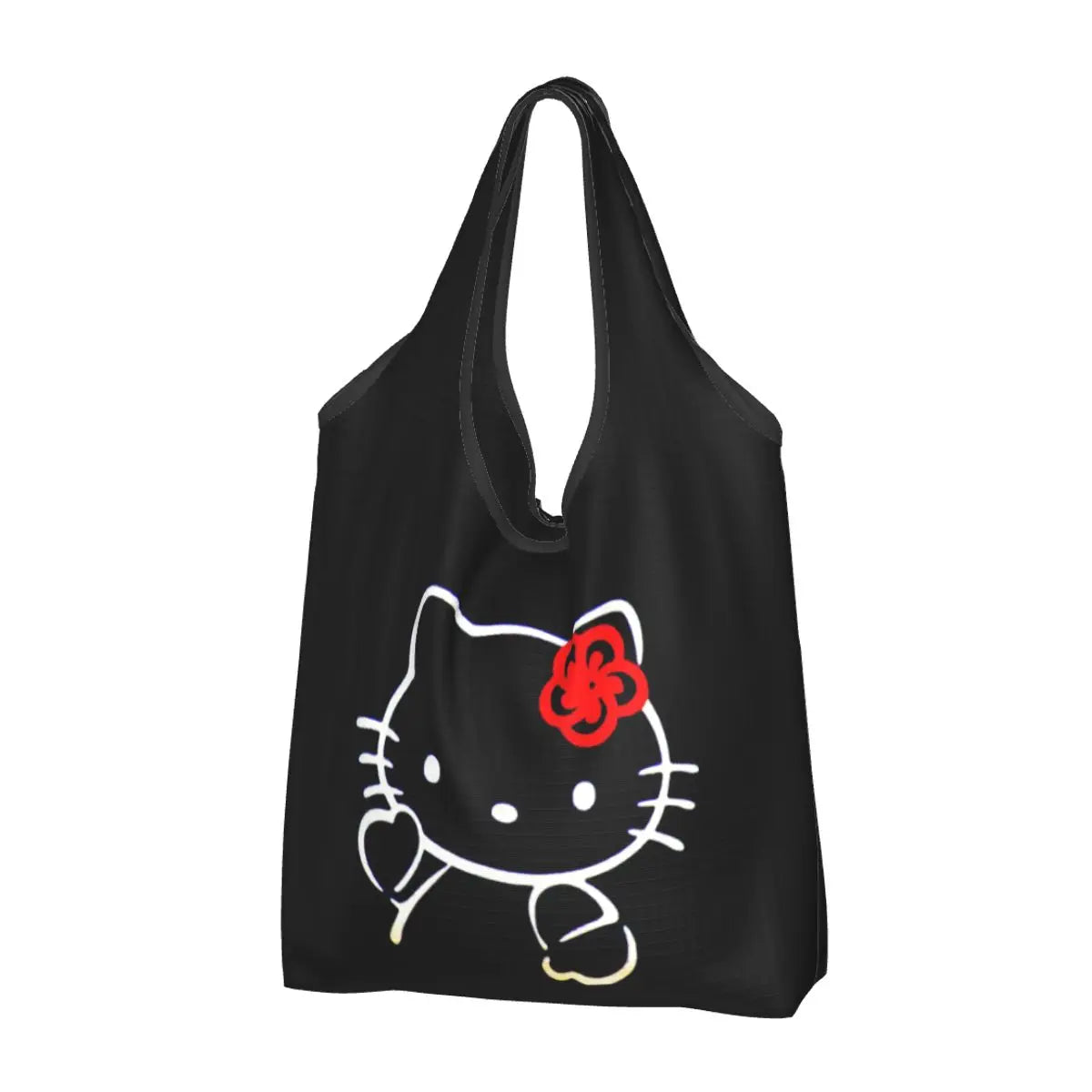 Custom Hello Kitty Groceries Shopping Bag Funny Shopper Shoulder Tote Bags Large Capacity Portable Handbag