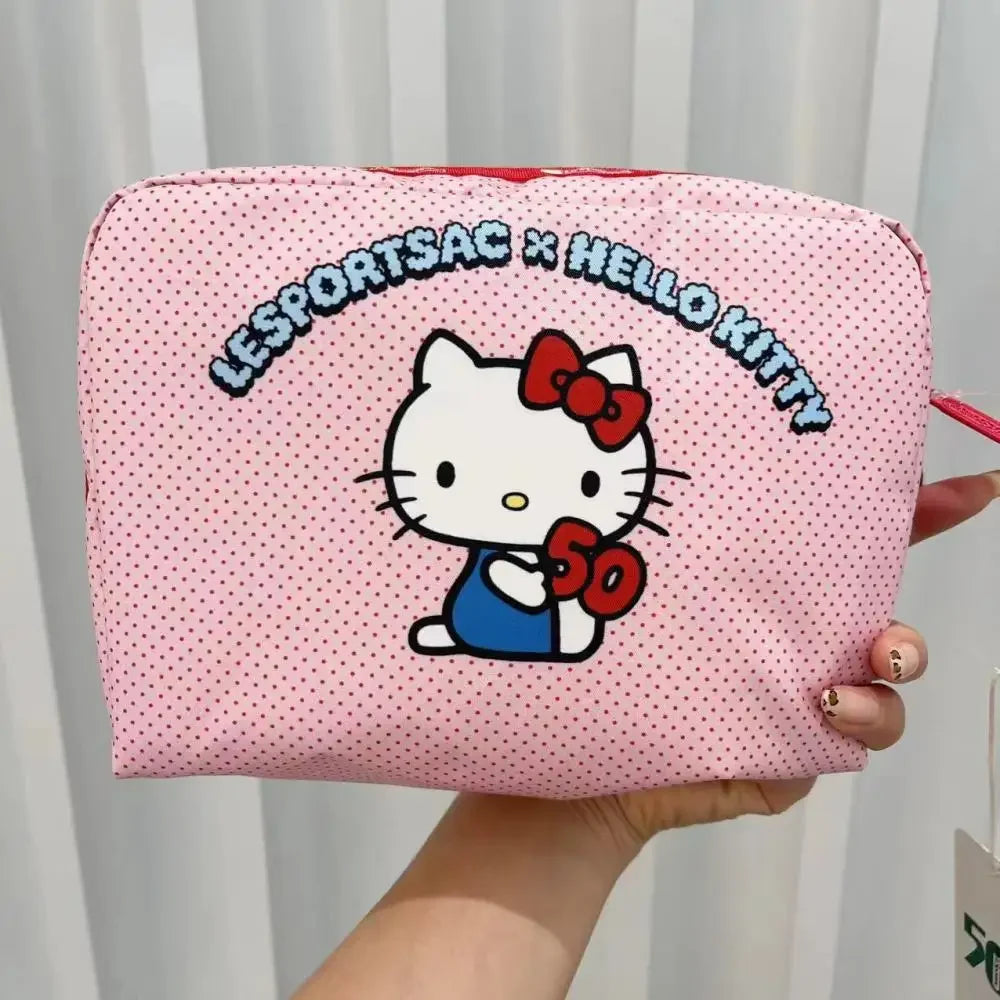 Popular Cute Anime Cartoon Hello Kitty Series Large Capacity Handheld Makeup Bags Stationery Bag Wallet Romantic Birthday Gifts