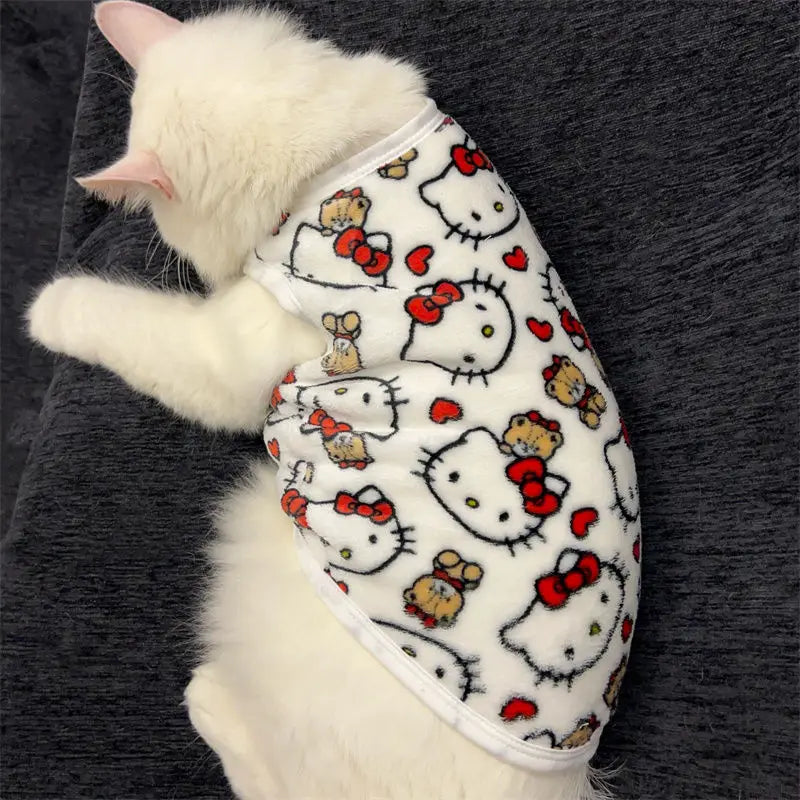 Kawaii Hello Kitty Cat Sweater Costume Winter Warm Pet Clothes for Cats Pullover Mascotas Clothing Gatos Products for Animals