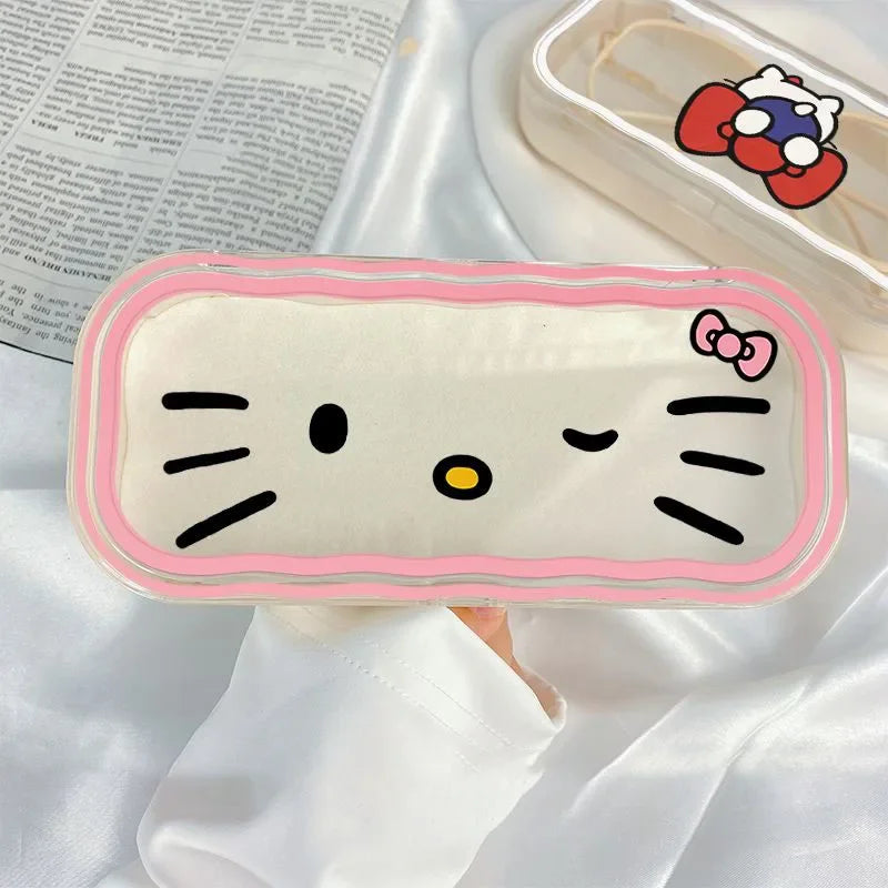 New Hello Kitty Glasses Case Kuromi Storage Box Anime Kawaii Cartoon Transparent Sunglasses Protective Case Gift for Girl