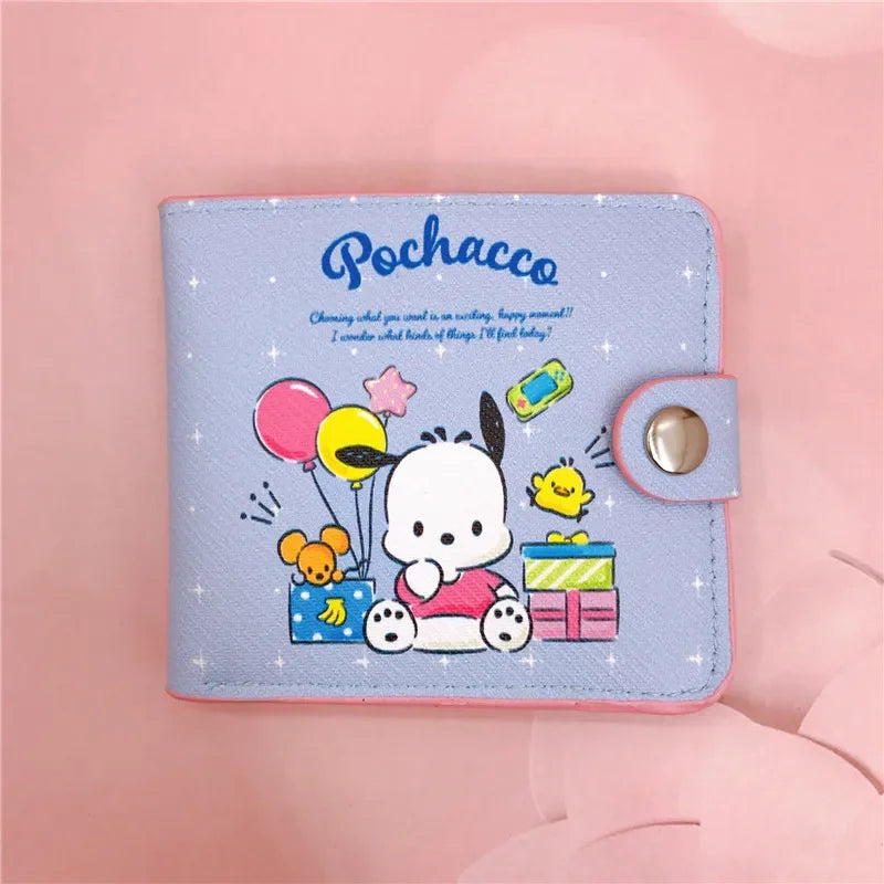 Cartoon Pu Wallet Casual Girl Bag Cute Hello Kitty Kuromi Melody Portable Id Card Holders Coin Purse Cute Girls Gifts