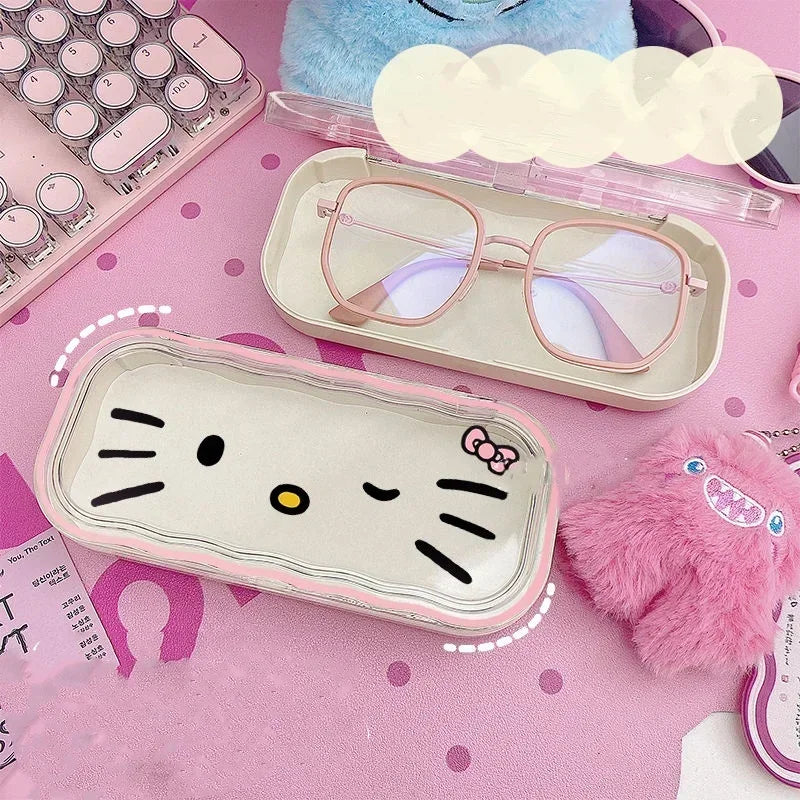 Hello Kitty Glasses Storage Box Anime Kawaii Cute Cartoon Girly Heart Sunglasses Protective Case Gifts for Girls