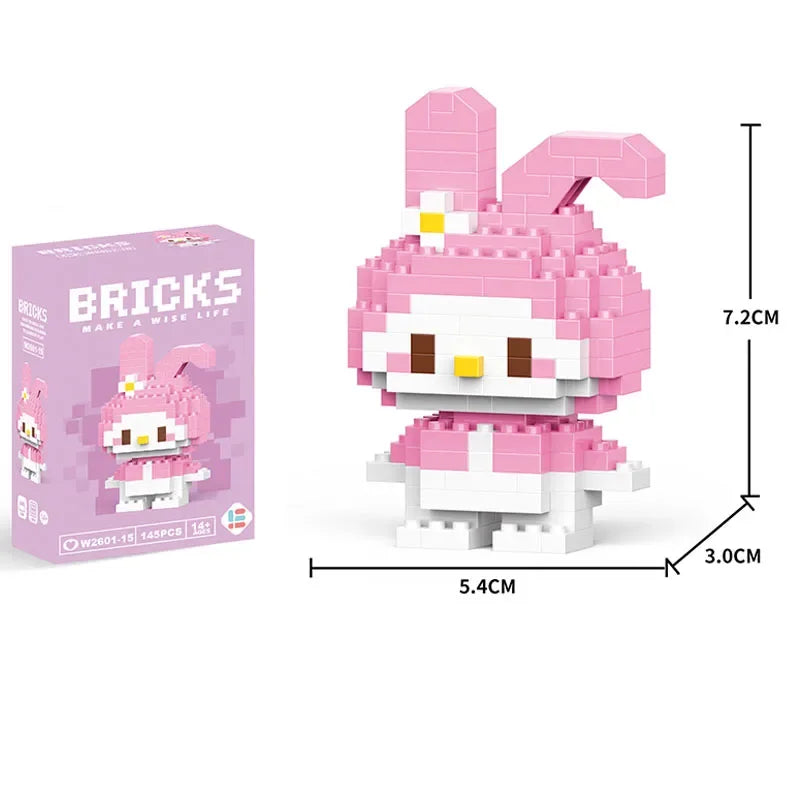 Hello Kitty Building Blocks Cartoon Character Melody Assembled Model building block Dolls Toys Children Gifts