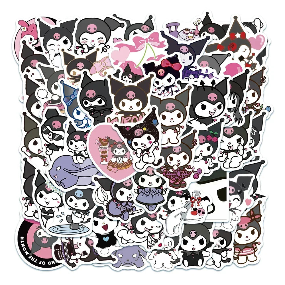 Kawaii Hello Kitty Stickers My Melody Kuromi Decals for Kids DIY Waterproof Laptop Phone Diary Cute Cartoon Sanrio Sticker Toy