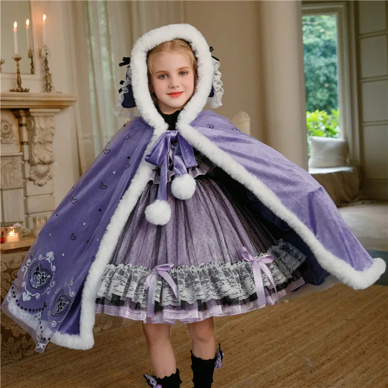 2025 New Cosplay Kuromi Cloak Fall Winter Children Birthday Party Clothes Halloween Cos Costume Girls Christmas Gifts