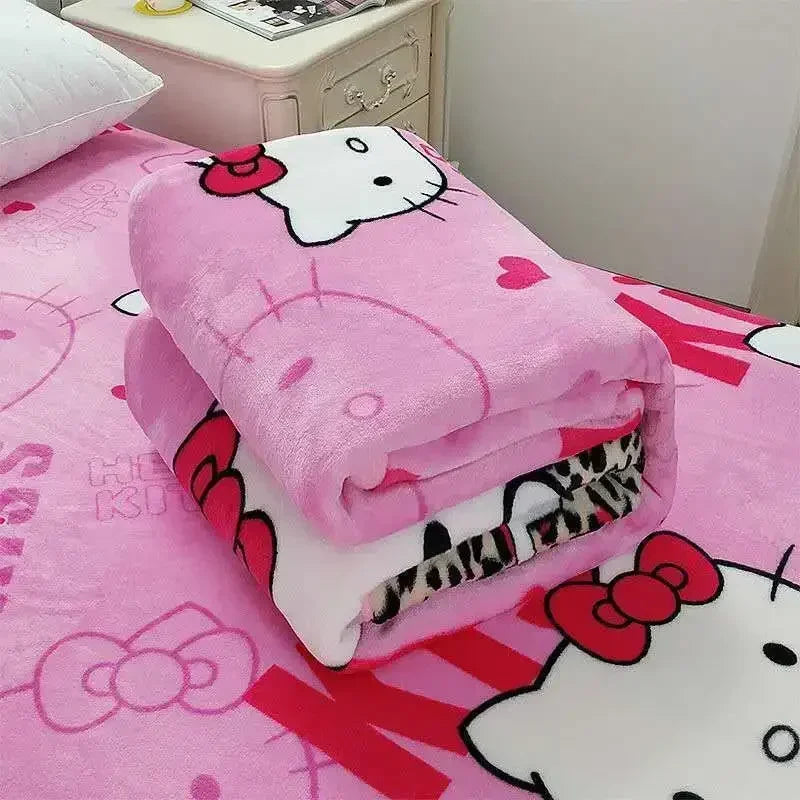 hello kitty comforter Girl Spring Autumn Winter Flannelette Blanket Cartoon Cute Bed Sheet Quilt Student Dormitory duvet