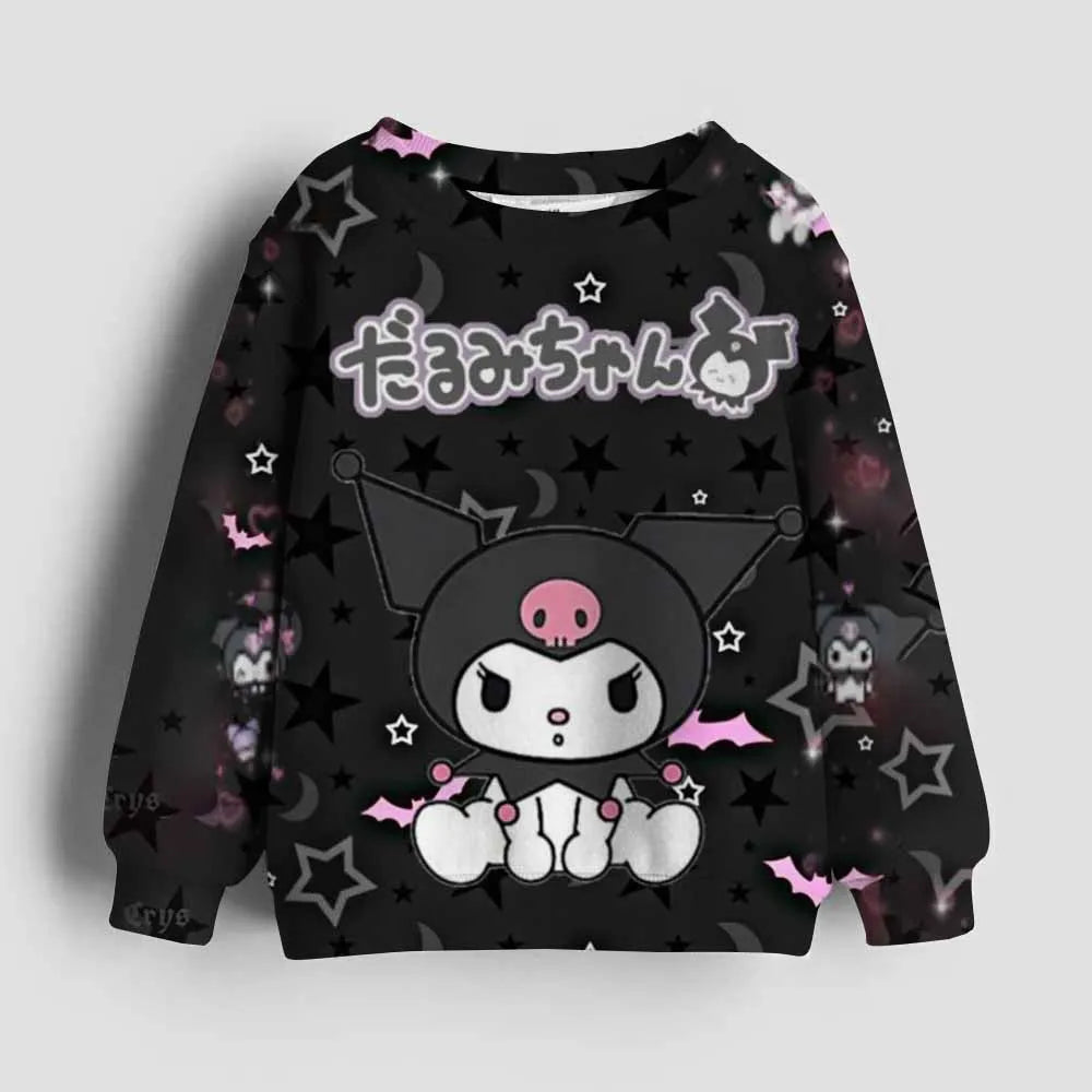 Kawaii Hello Kitty Hoodie Kids Clothes Girls Clothing Fashion Baby Clothes Autumn Kuromi Sweatshirt Children Tops