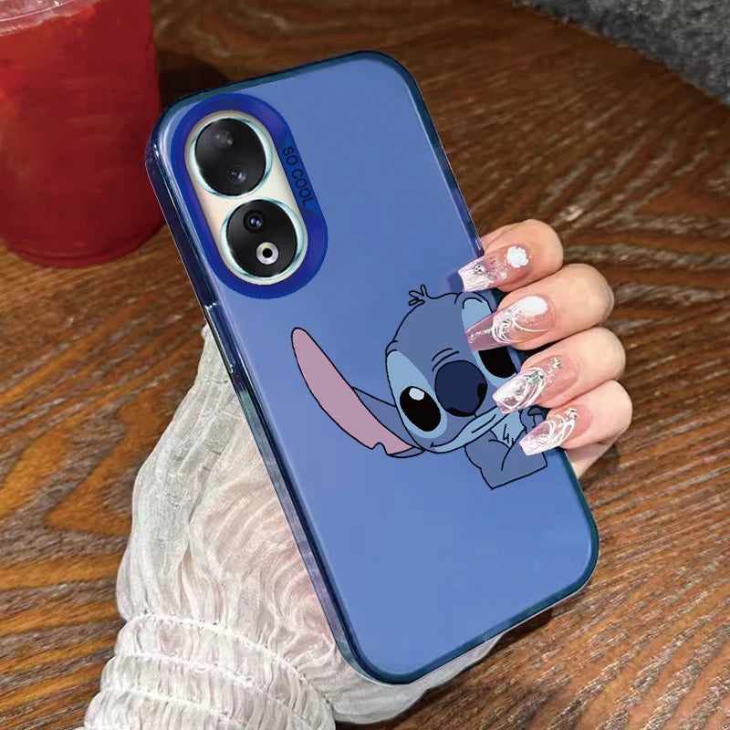 For Honor 90 Phone Case Lilo Stitch Big Eye Cute Cartoon Lovely Cover Matte Laser Coque For Honor 90 Fundas Honor90 Bumper