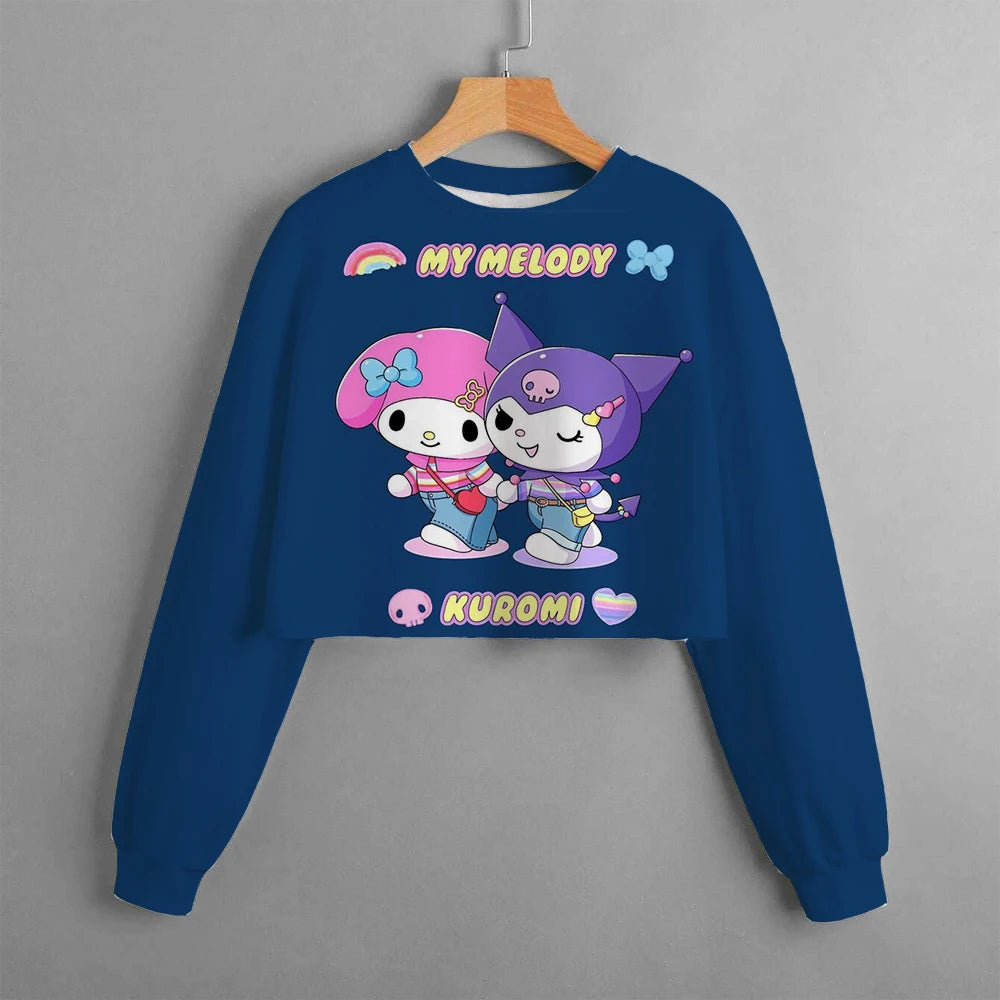 Hello Kitty Kuromi Hoodie Pattern Long sleeved Top for Children and Girls Outdoor Sports Top Sweatshirt