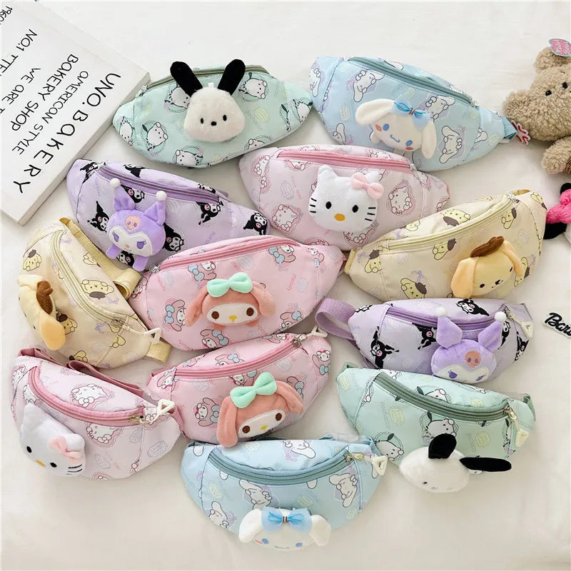 Anime HelloKitty Chest Bag Cartoon kulomi Cinnamoroll Cute Crossbody Bag Shoulder Bag Coin Purse Kawaii Children Gift