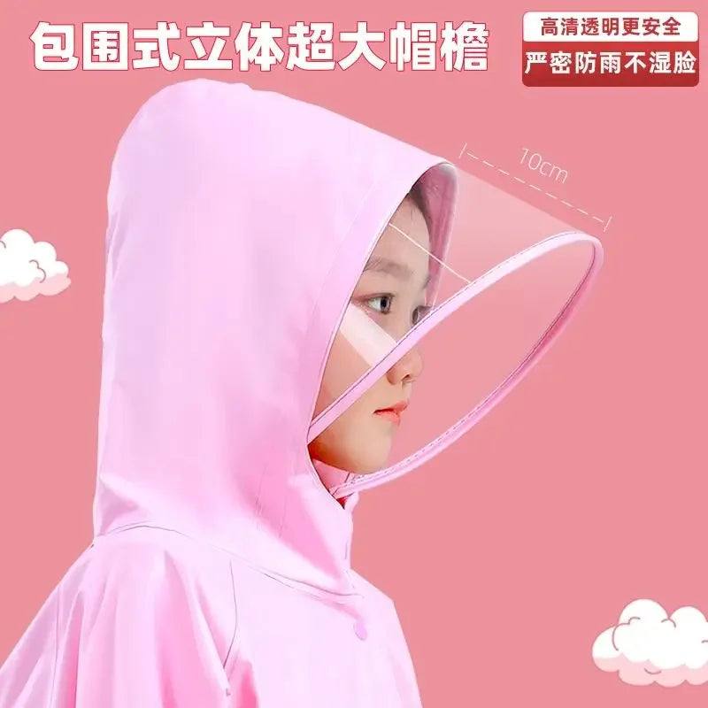 Children's Raincoat Kawaii Thickened Waterproof Poncho Girl Outdoor Camping Hiking Hooded Rain Gear Poncho 3-12 Years Old