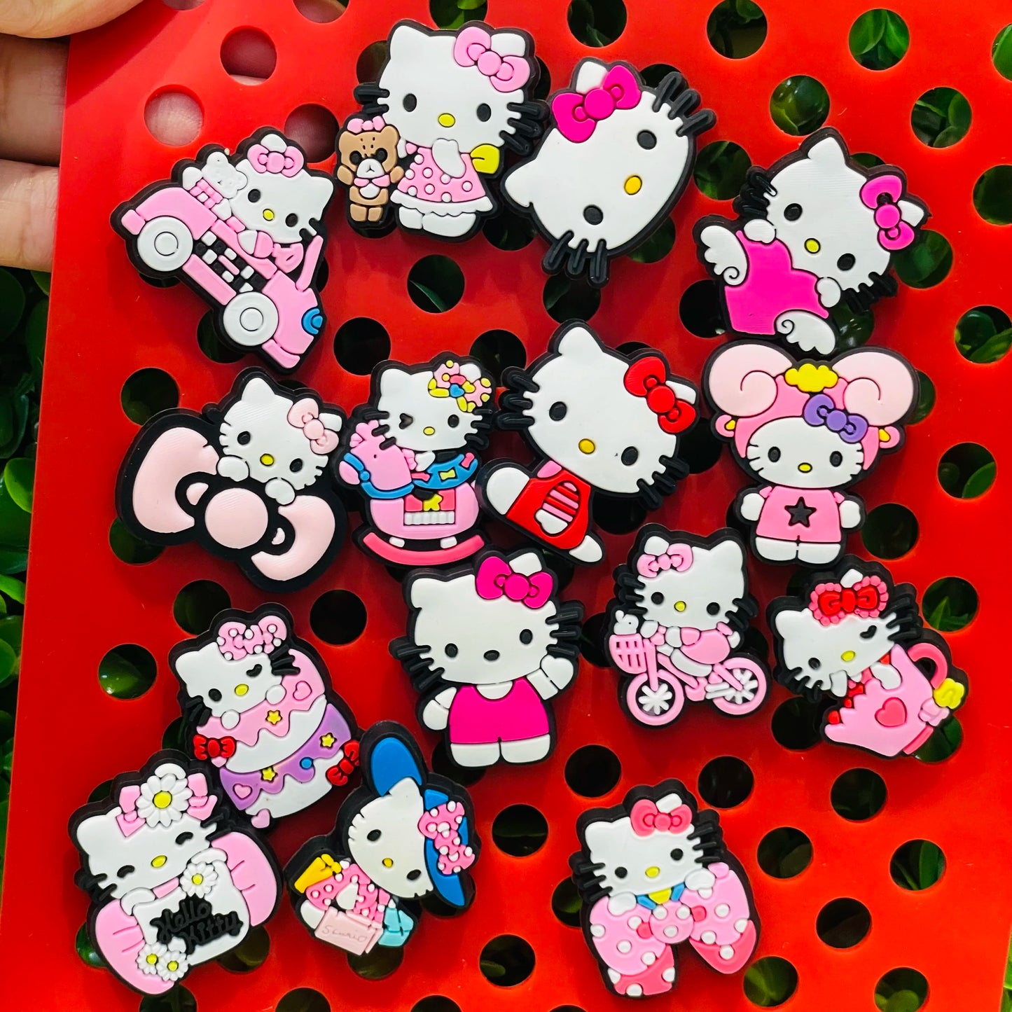 Hot Sales 1-15pcs Hello Kitty PVC Adorable Shoes Buckle Charms Kids Sandals Decorations Fit Birthday Gifts