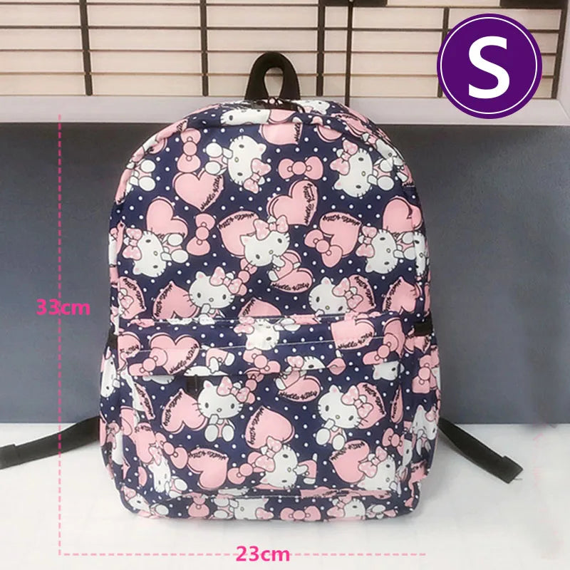 Kuromi hello kitty New Cute Backpack Large Capacity Student Schoolbag Shoulder Bag Girls Handbag Trip Storage Bag