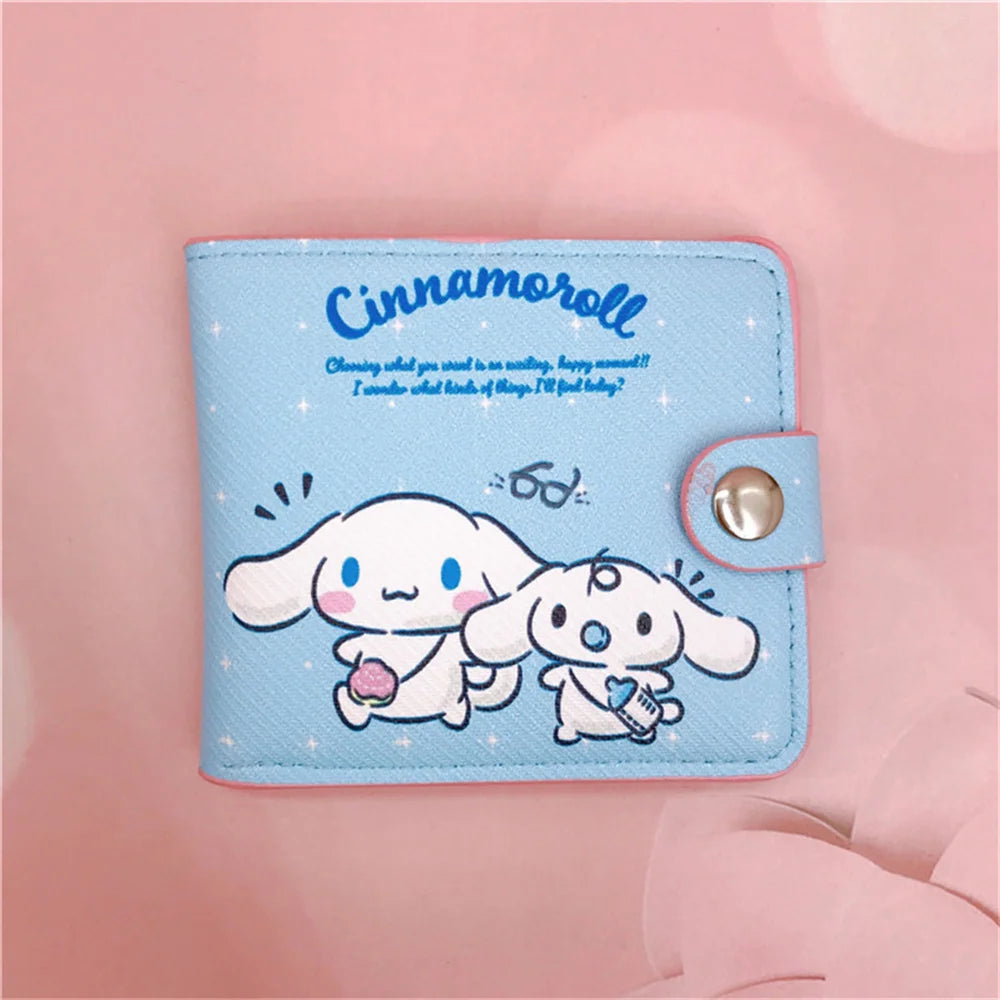 Kawaii Hello Kitty Cinnamoroll My Melody Kuromi Sanrio New Pu Casual Money Bag Coin Purse Card Holder Wallet With Buttons