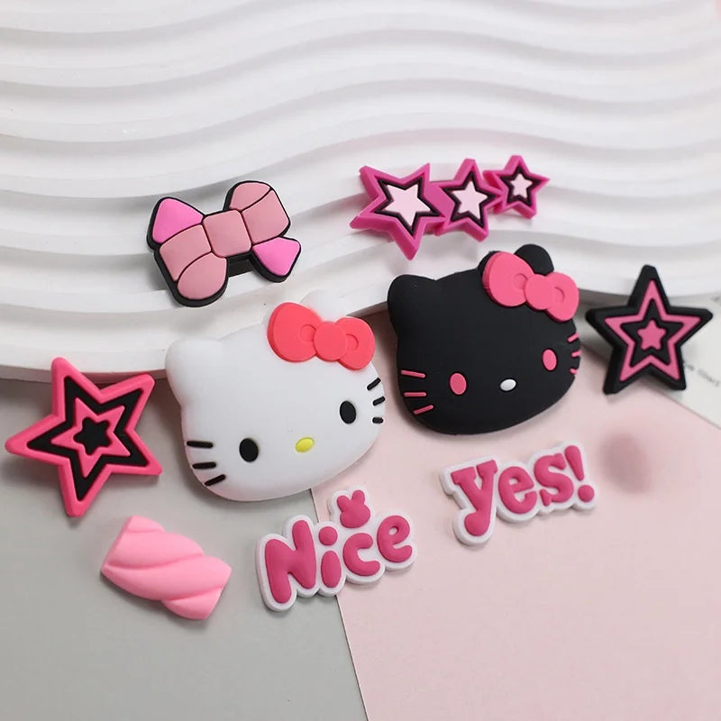 Hello Kitty Cartoon Cat Shoe Charms Accessories Buckle Clogs Sandals Pin Decorate Girl Gift