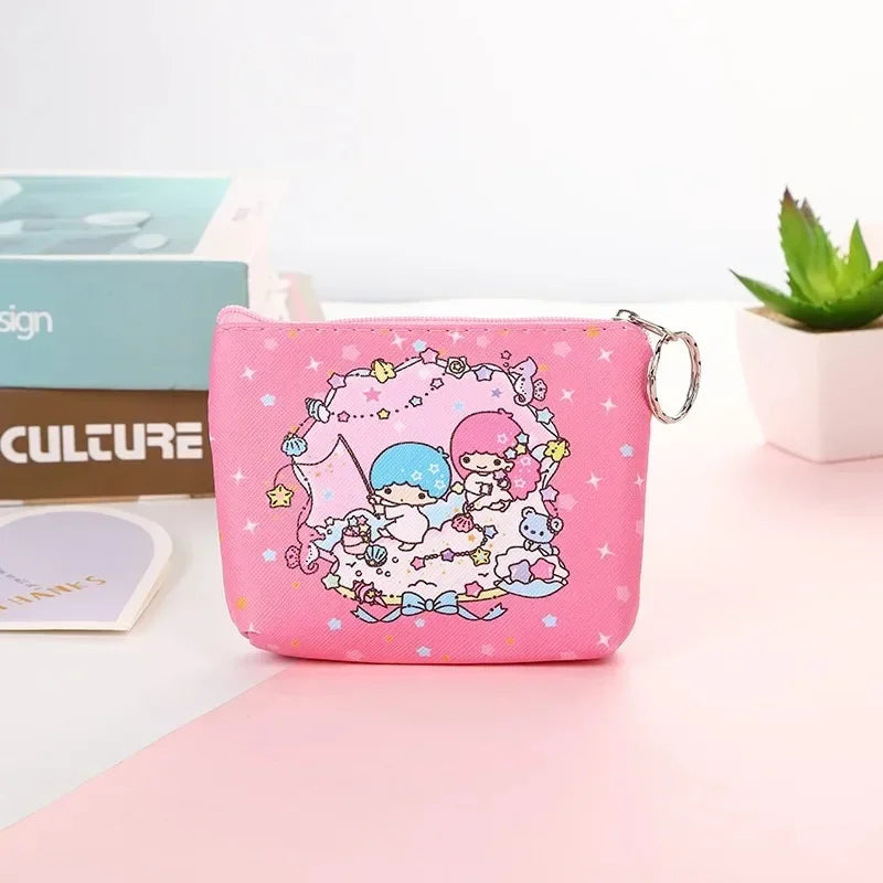 Hello Kitty Purse Coin Purses Cartoon Printed PU Melody Cute Wallet Bag Keychains Storage Bag Kuromi Kawaii Mini Pouch