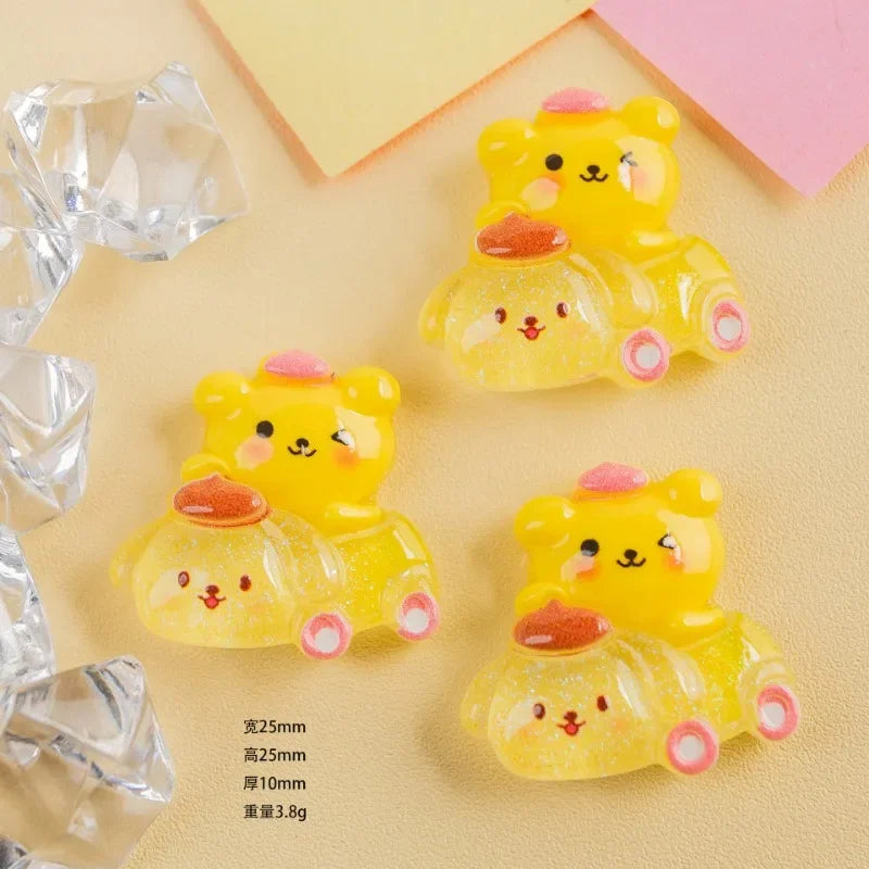 Cartoon anime Sanrio transparent glitter resin accessories handmade DIY hair clips phone cases shoe buckles jewelry materials