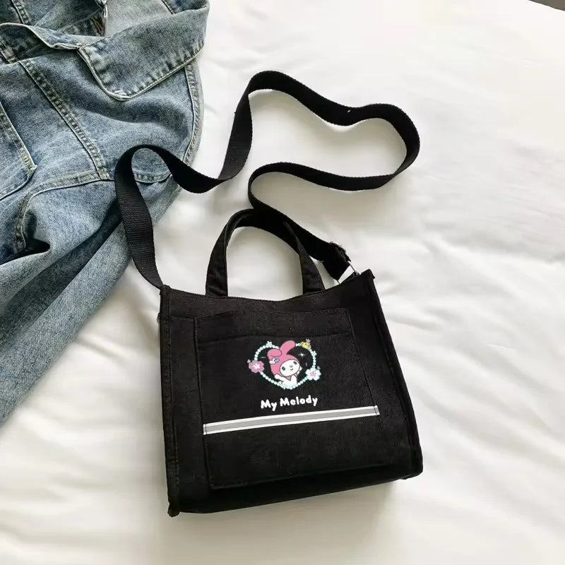 Hello Kitty Women Canvas Bags Shoulder Bag Fashion Tote Bags Girl Cartoon Printed Tote Bag Large Capacity Handbag Shopping Bags