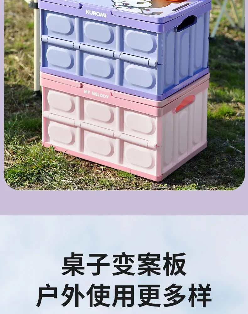 Sanrio Kawaii Anime Hello Kitty Car Trunk Storage Box Cute Outdoor Camping Portable Glove Box Foldable Car Storage Box Kids