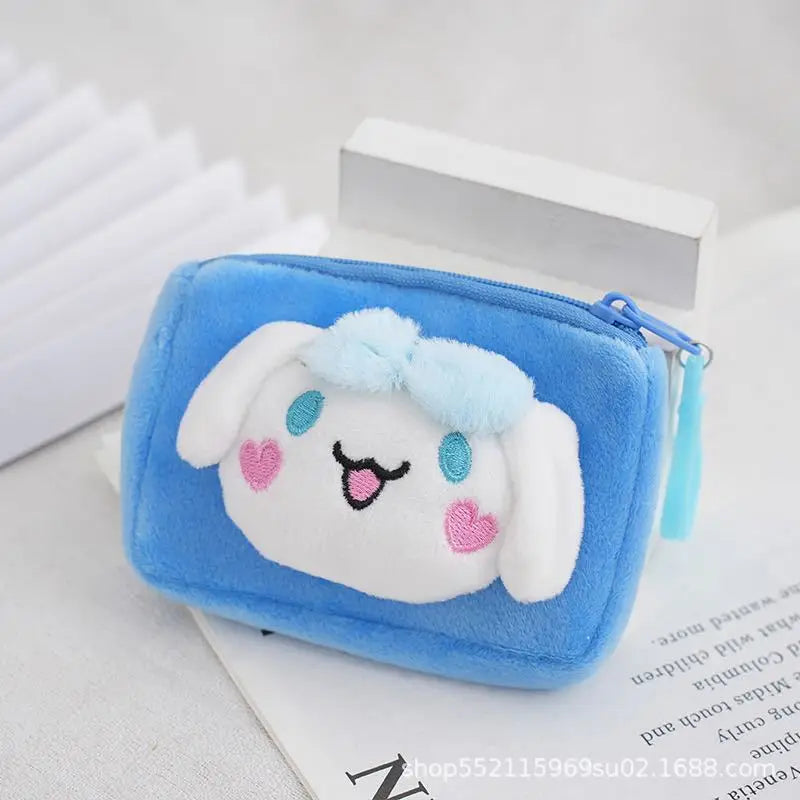 Hello Kitty Coin Purse Pink Plushs Doll Soft Wallet Cartoon Key Ring Bag Accessories Decoration Charm Bag Kids Portable Handbag