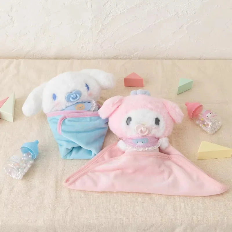 Hello kitty Cinnamoroll My Melody Baby Dress Up Suit Baby Pacifier Bottle Plush Set Gifts Box Cute Doll Gifts