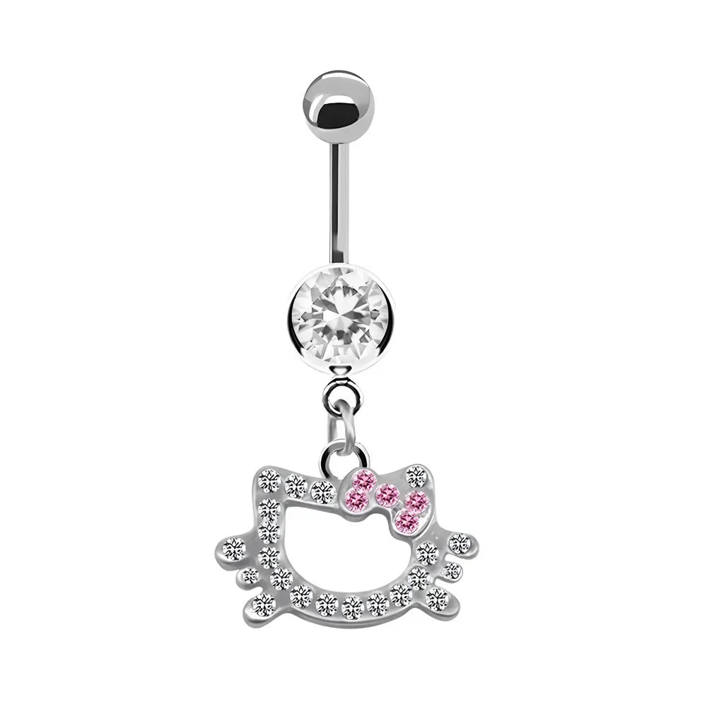 Anime Hello Kitty Belly Button Rings Girls Piercing Navel Nail Body Jewelry for Women Fashion Body Piercing Jewelry Toy Gift