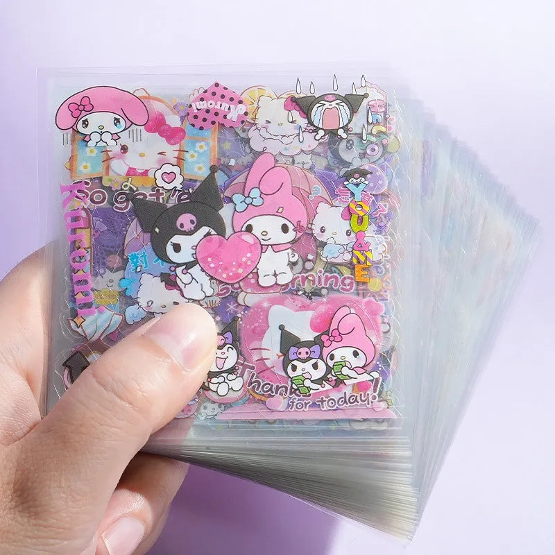 100PCS Hello Kitty Sticker Gift Box Cinnamoroll Melody Kuromi Sticker Gift Box Waterproof PET Sticker Toy Kids Gift