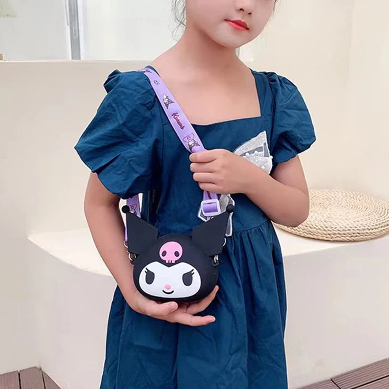 Kawaii Shoulder Bag Kuromi Silicone Bag Hello Kitty Messenger Bag My Melody Cinnamoroll Coin Purse Children's Toys Gift