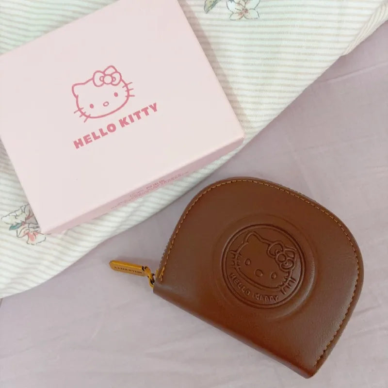 Kawaii Hello Kitty Retro Wallet Card Holder Anime Kt Portable Mini Coin Purse Cute Purse Student Gift Bags for Girls