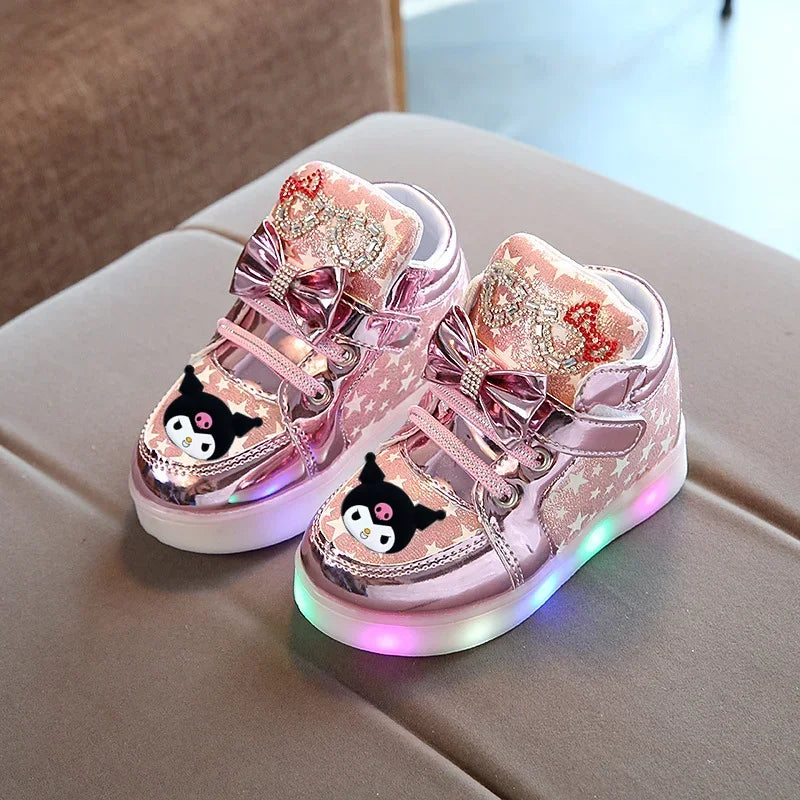 2025 spring autumn new Hello Kitty flashing lights girls casual shoes LED Melody sneakers boys girls shoes sneakers