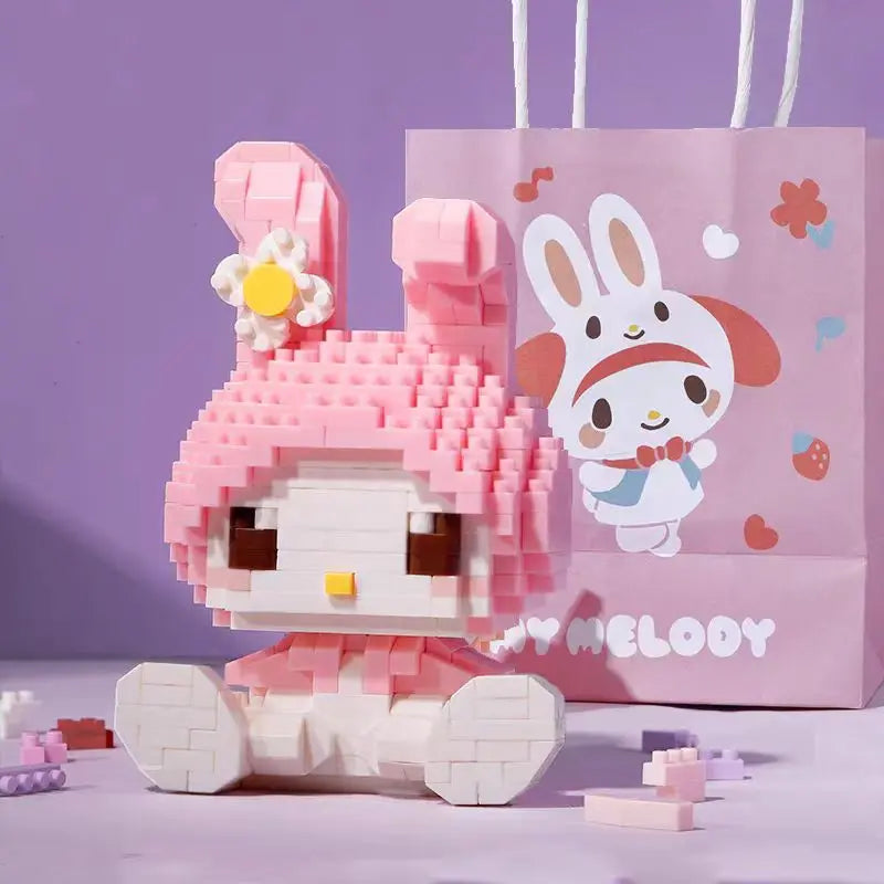 Sanrio Anime Hello Kitty My Melody Cinnamoroll Pompompurin Kuromi Building Blocks Girl Kid Holiday Christmas Gift