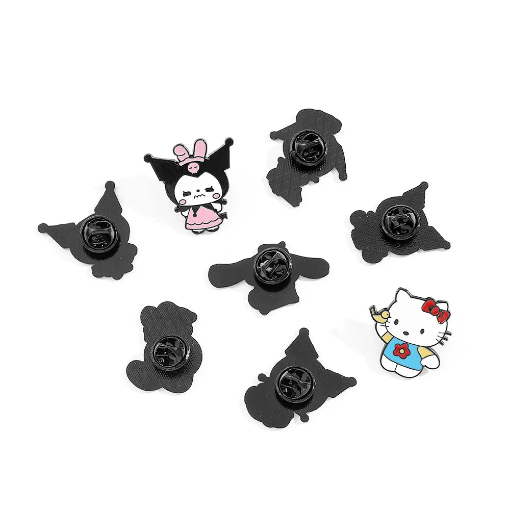 8 PCS Animal Hello Kitty Brooch Angry Princess Melody Lapel Pin Fashion Cinnamon Metal Badge Backpack Clothing Jewelry