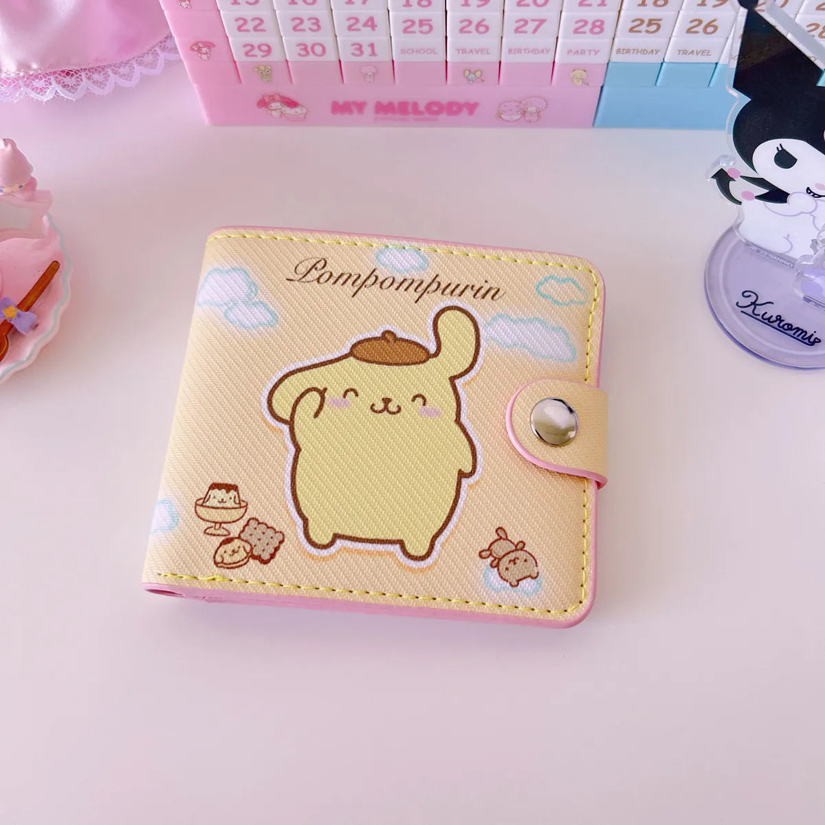 New PU Card Holder Women's Wallet Hello Kitty Kulomi Melody Cinnamoroll Portable ID Card Coin Purse Cute Girls Gifts