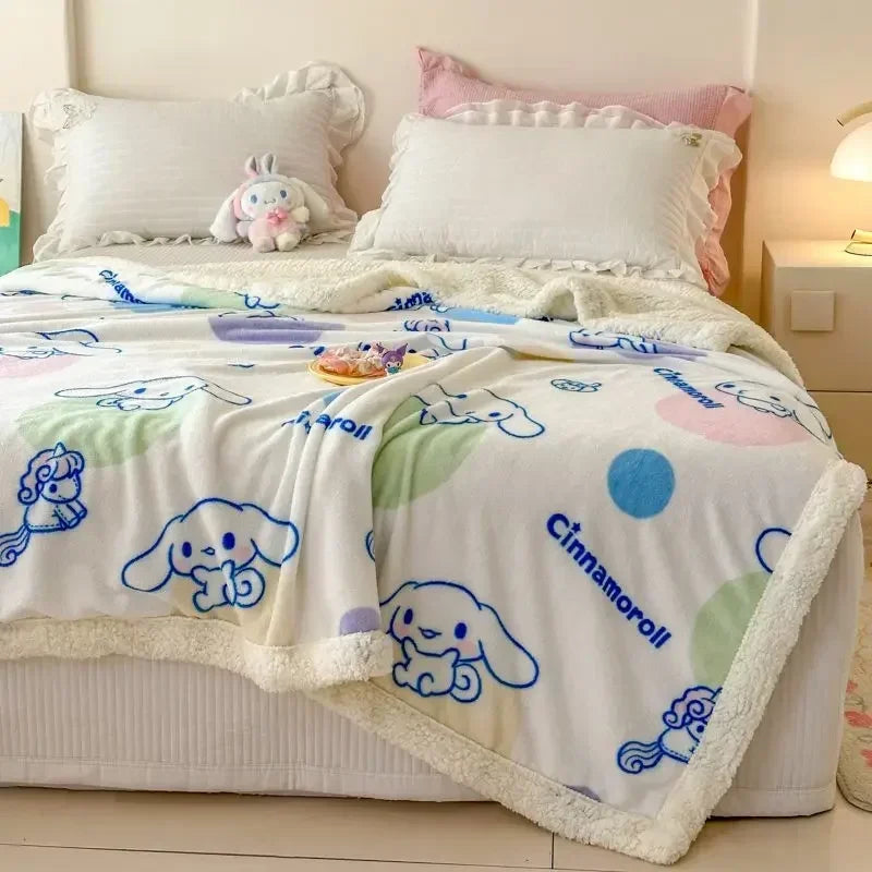 Cinnamoroll My Melody Anime Ins Milk Fleece Blanket Cute Hello Kitty Kawaii Warm Nap Sofa Cover Gifts for Kids