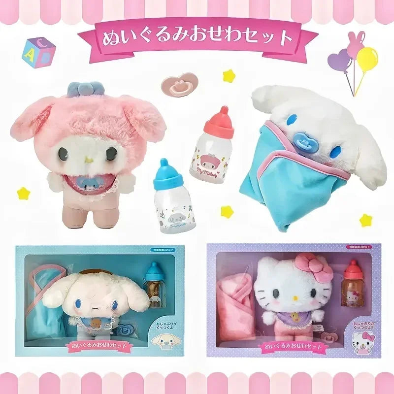 New Hello kitty Cinnamoroll My Melody Baby Dress Up Bottle Toy Set Gift Box Children's Kawaii Anime Character Doll Gift