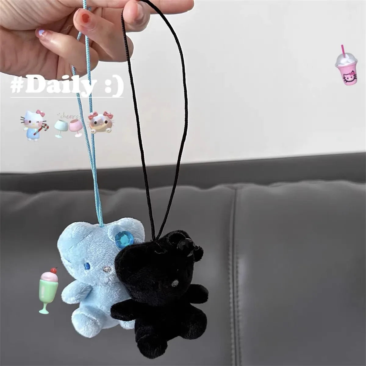 10pcs Hello Kitty Plush Toy Pendant Sanrio Kt Cat Kawaii Cartoon Doll Keychain Mobile Accessories Pack Jewelry Gifts Wholesale