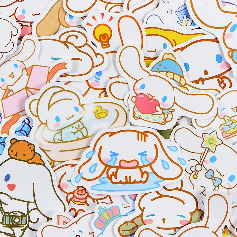 50/100Pcs Sticker Kawaii Hello Kitty Kuromi Melody Cinnamoroll Laptop Skin DIY Diary Stationery Stickers Kids Toys Gifts