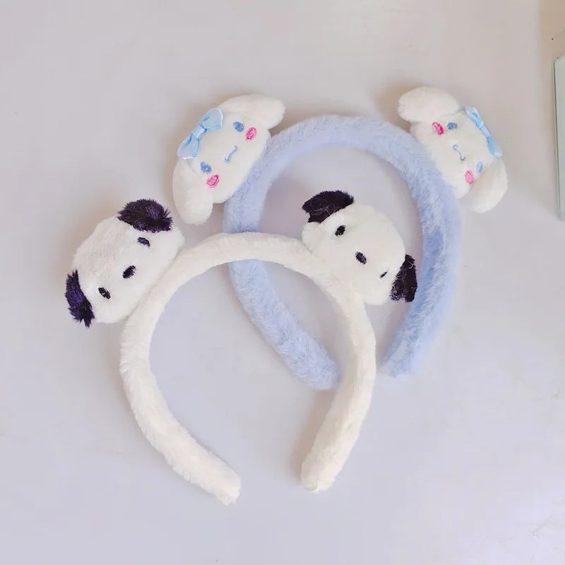 Kawaii Accessories Hello Kitty Makeup Wash Hair Ring Kuromi Cinnamoroll My Melody Hair Band Headband Girl Birthday Gift