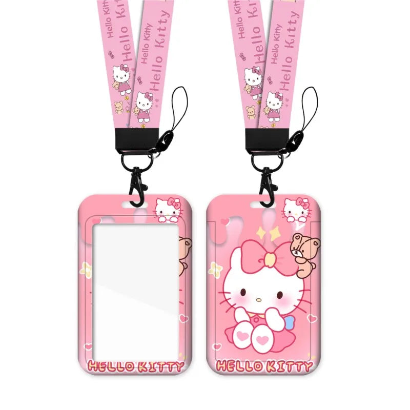 Cartoon Lanyard Card Sleeve kawaii Hello Kitty Kuromi My Melody ID Card Bus And Subway Access Work Permit Card Sleeve