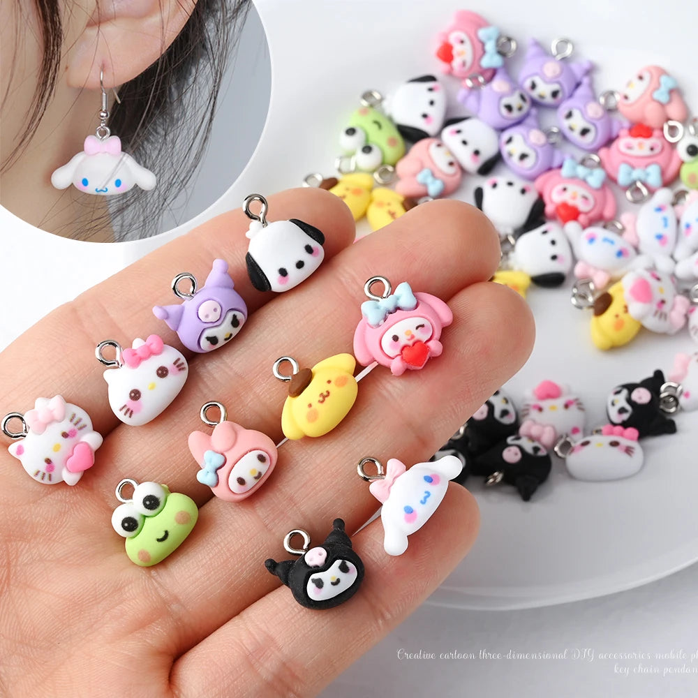 10/35/50Pcs Kawaii Nail Charms Funny Cute Hellokitty/Kuromi/Melody Charms Pendant for DIY Earring Keychain Jewelry Making