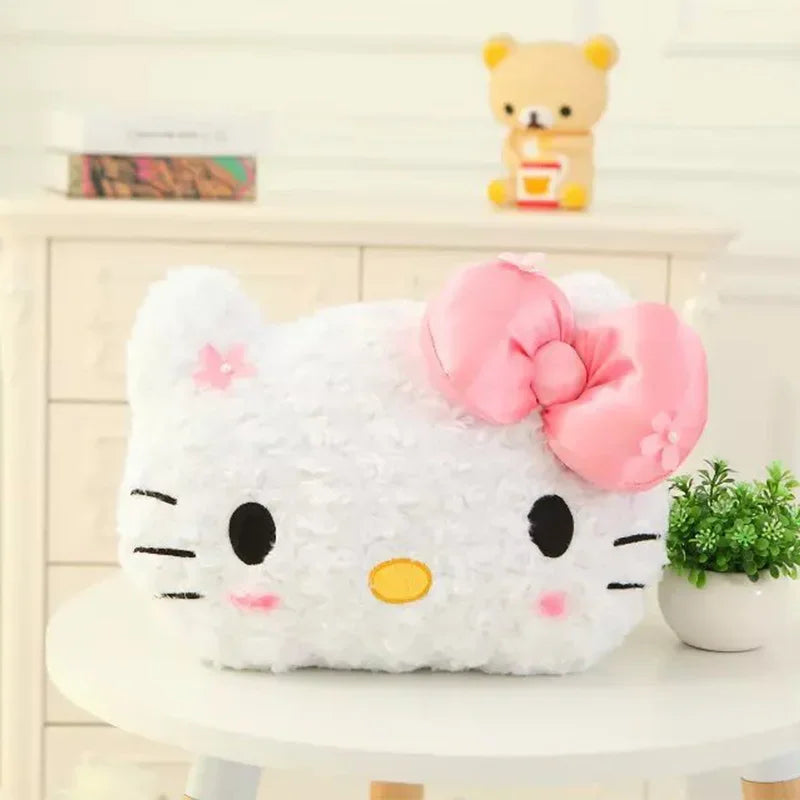 Kawaii Hello Kitty Rose Velvet Plush Melody Pillow Plushie Toy Soft Pillow Decorative Doll Bedding Kids Birthday Gift