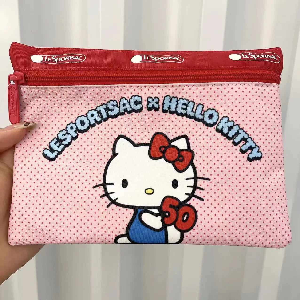 Popular Cute Anime Cartoon Hello Kitty Series Large Capacity Handheld Makeup Bags Stationery Bag Wallet Romantic Birthday Gifts