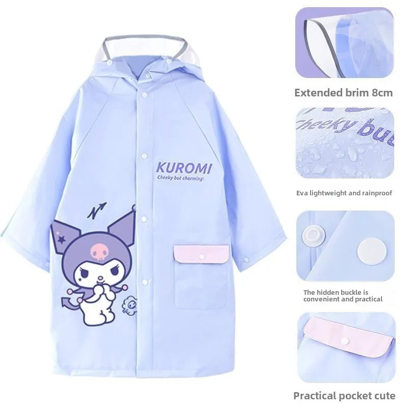 Kawaii Kuromi My Melody Hello Kitty Cute Cartoon Child Raincoat Student Poncho Outdoor Water Proof Anime Peripheral Gift