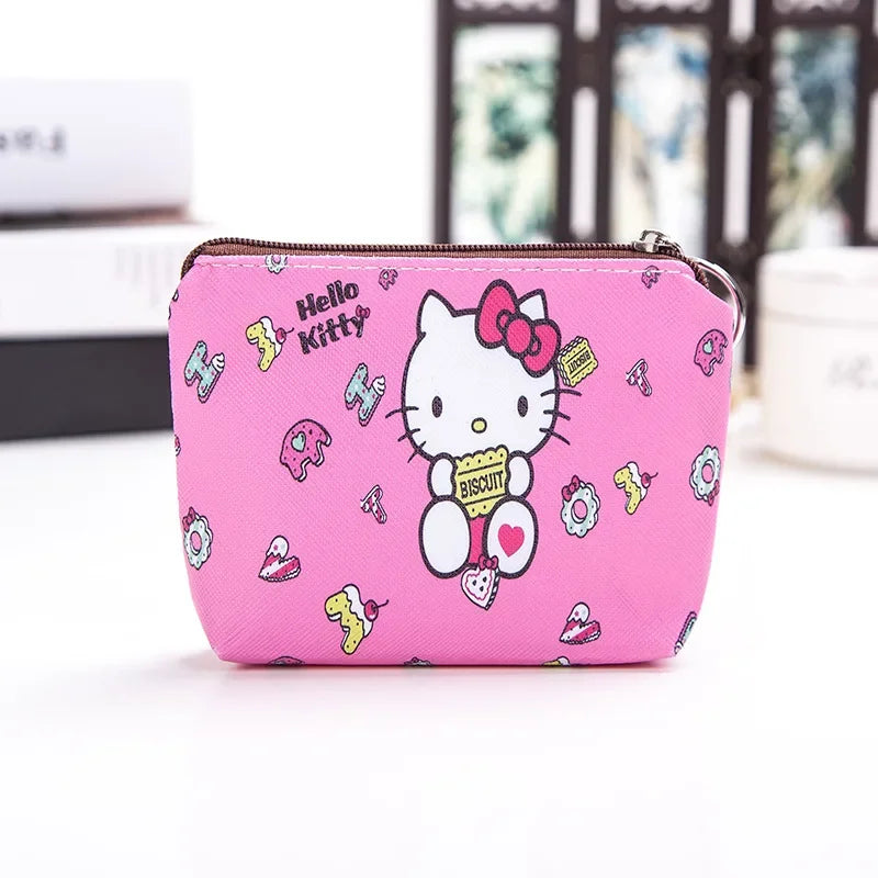 Hello Kitty Purse Coin Purses Cartoon Printed PU Melody Cute Wallet Bag Keychains Storage Bag Kuromi Kawaii Mini Pouch