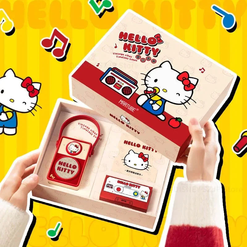 MG21-39 Hello Kitty Bluetooth Speakers Kawaii Retro Camera Audio Anime Action Figurine Decor Sound Box Hello Kitty Toys