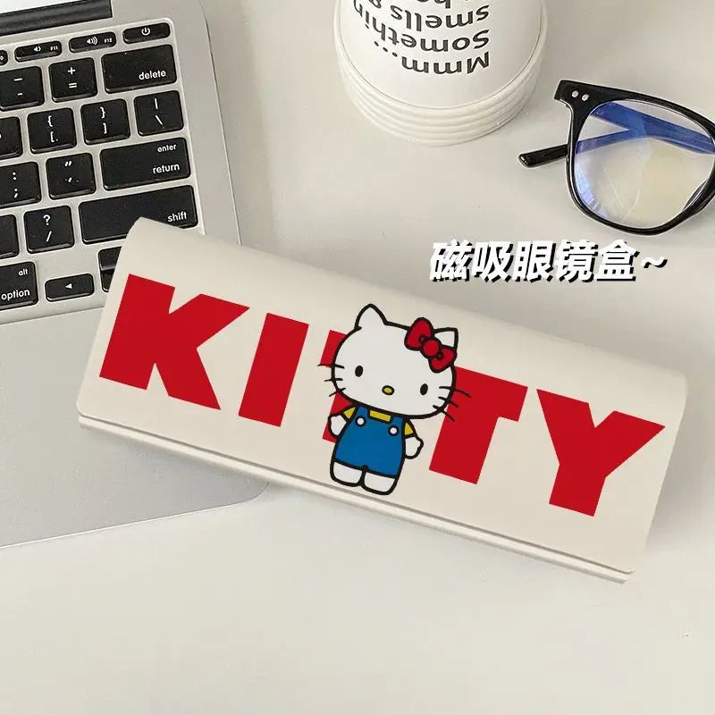 Kawaii Hello Kitty Glasses Case Cartoon Cute Portable Anti-Pressure and Anti-Fall Myopia Eye Box Sunglasses Storage Box