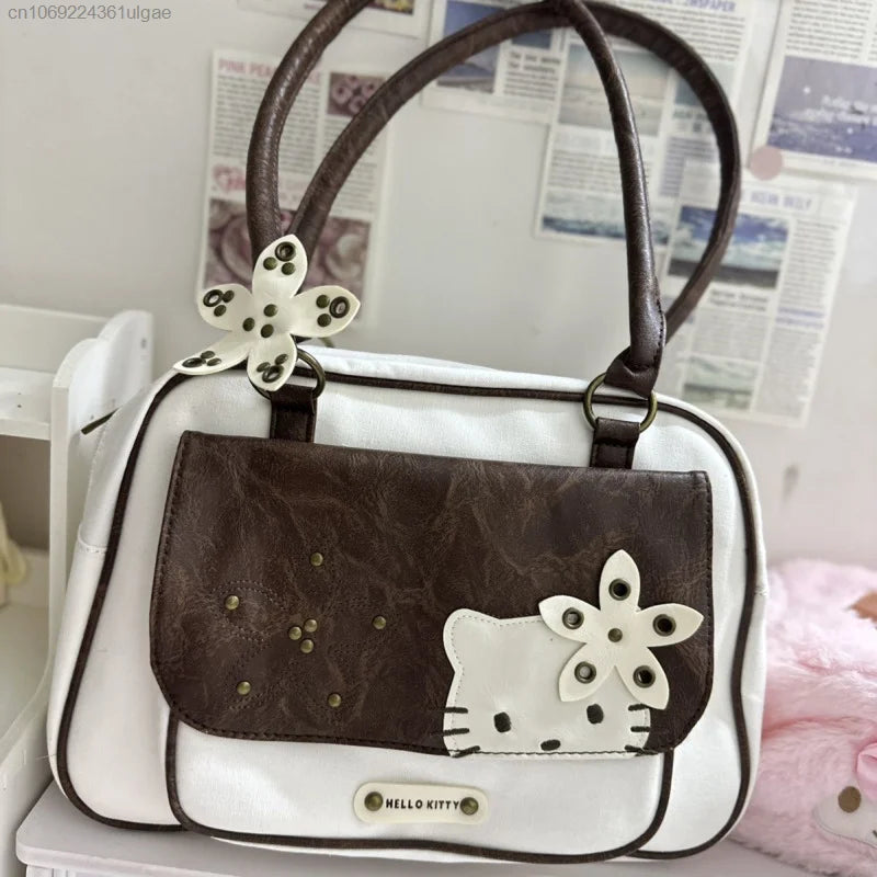 Hello Kitty Women's New Fashion Bag Y2k Vintage Niche Design Bags Cute Cartoon Large Capacity Commuting Versatile Handbag