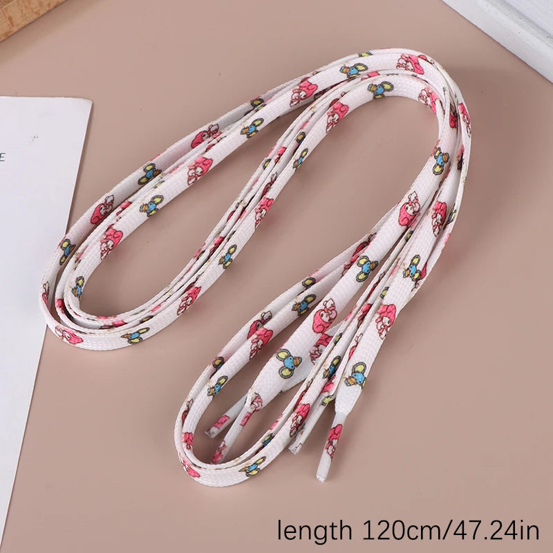 New 120Cm/150Cm 1Pair Flat Shoelaces Kuromi Hello Kitty No Elasticity Sneakers Laces Casual Thicken Shoes Accessories